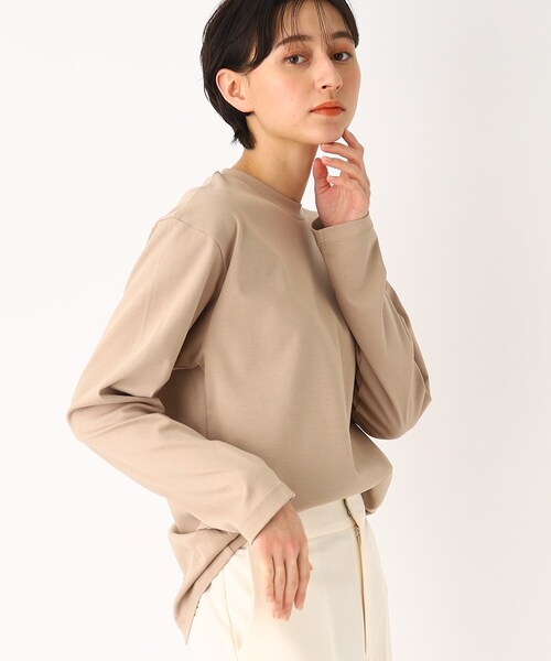 OPAQUE.CLIP（オペークドットクリップ）の「◆シルキースーピマ ロングスリーブカットソー（Tシャツ/カットソー・レディース・ブラック/ホワイト系/ベージュ・38/40/36）」の5枚目の写真