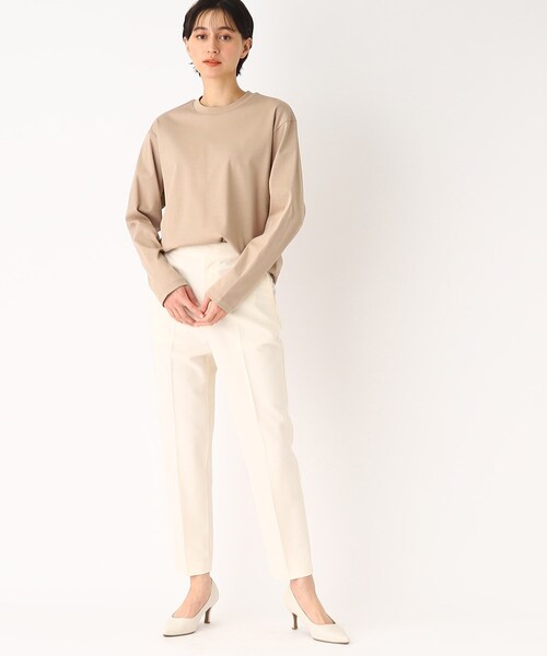 OPAQUE.CLIP（オペークドットクリップ）の「◆シルキースーピマ ロングスリーブカットソー（Tシャツ/カットソー・レディース・ブラック/ホワイト系/ベージュ・38/40/36）」の6枚目の写真