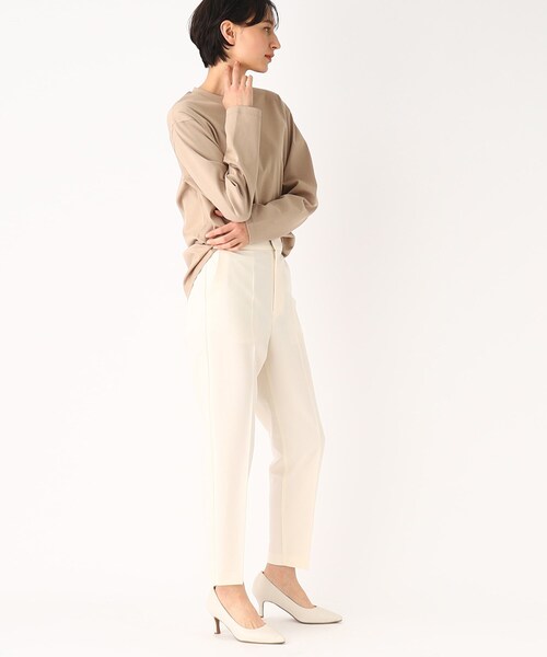 OPAQUE.CLIP（オペークドットクリップ）の「◆シルキースーピマ ロングスリーブカットソー（Tシャツ/カットソー・レディース・ブラック/ホワイト系/ベージュ・38/40/36）」の8枚目の写真