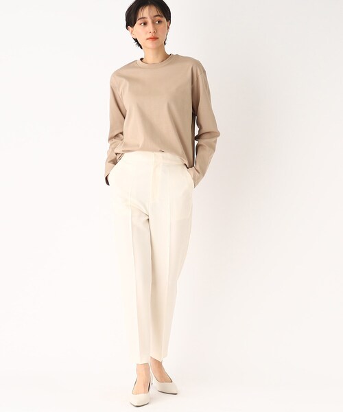 OPAQUE.CLIP（オペークドットクリップ）の「◆シルキースーピマ ロングスリーブカットソー（Tシャツ/カットソー・レディース・ブラック/ホワイト系/ベージュ・38/40/36）」の9枚目の写真