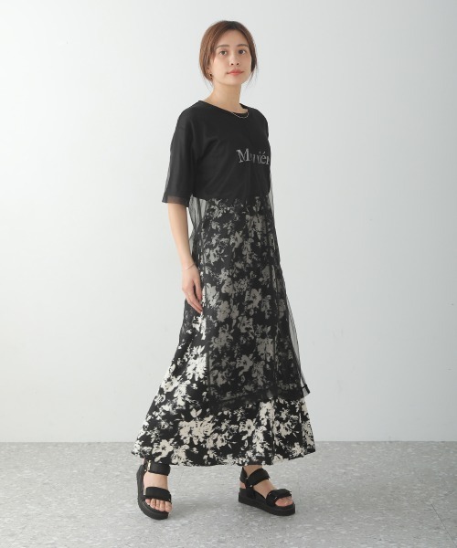 Bou Jeloud(ブージュルード)の「チュールレイヤードロゴTシャツ(Tシャツ/カットソー・レディース・カーキ/ブラック・FREE)」の9枚目の写真