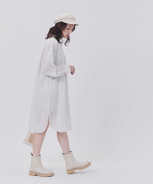 BACK NUMBER(バックナンバー)の「【BACK NUMBER】ライトポプリン長袖ワンピース(シャツワンピース・レディース・ブルー/ネイビー×ホワイト・M/L)」の6枚目の写真