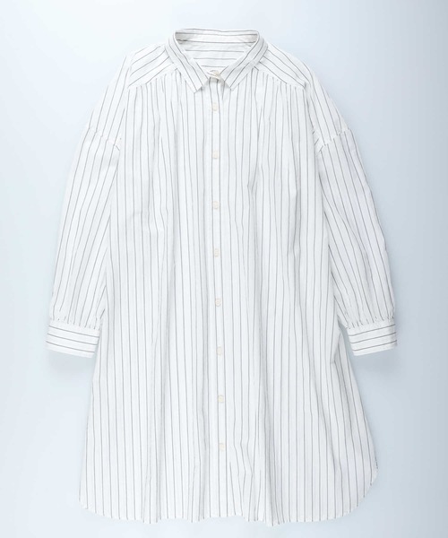 BACK NUMBER(バックナンバー)の「【BACK NUMBER】ライトポプリン長袖ワンピース(シャツワンピース・レディース・ブルー/ネイビー×ホワイト・M/L)」の11枚目の写真