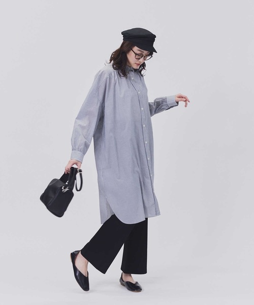 BACK NUMBER(バックナンバー)の「【BACK NUMBER】ライトポプリン長袖ワンピース(シャツワンピース・レディース・ブルー/ネイビー×ホワイト・M/L)」の3枚目の写真