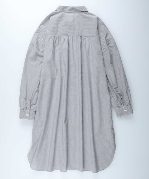 BACK NUMBER(バックナンバー)の「【BACK NUMBER】ライトポプリン長袖ワンピース(シャツワンピース・レディース・ブルー/ネイビー×ホワイト・M/L)」の10枚目の写真