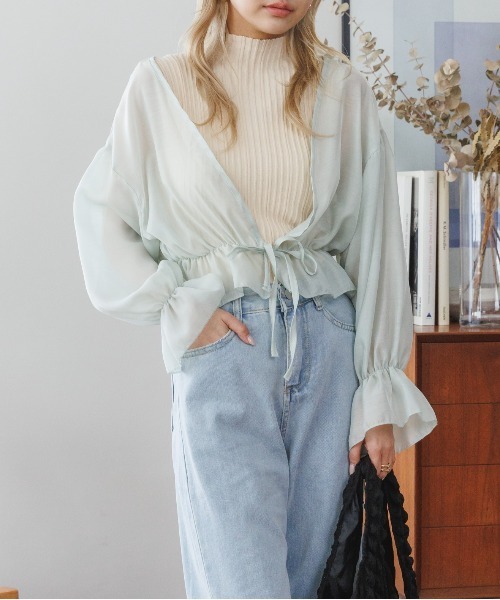 希少⭕️レオナール　総柄　シフォンカーディガン　シアー　ジュエル　縁起　宝石　L 希少⭕️レオナール 総柄 シフォンカーディガン シアー ジュエル 縁起