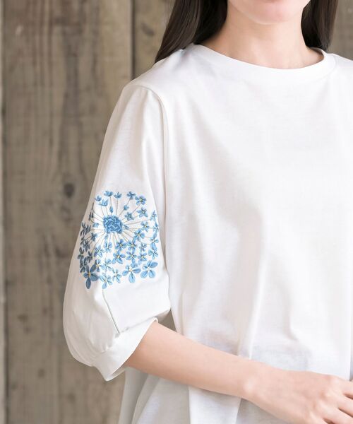 rps（アールピーエス）の「刺繍スリーブ７分袖カットプルオーバー（Tシャツ/カットソー・レディース・ホワイト系その他2/オフホワイト/ネイビー/チャコールグレー/オートミール/ホワイト系その他3・フリー）」の11枚目の写真