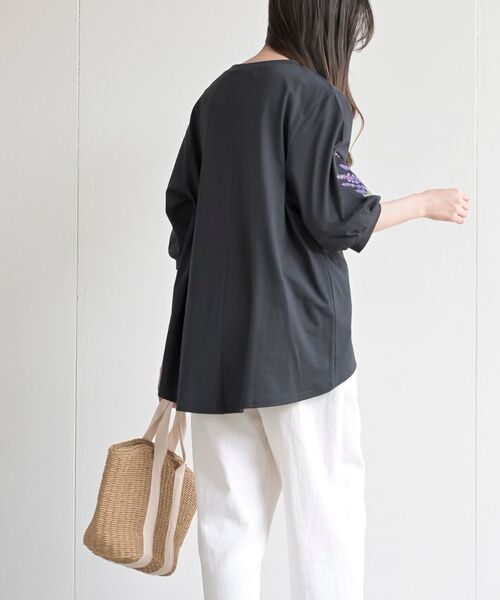 rps（アールピーエス）の「刺繍スリーブ７分袖カットプルオーバー（Tシャツ/カットソー・レディース・ホワイト系その他2/オフホワイト/ネイビー/チャコールグレー/オートミール/ホワイト系その他3・フリー）」の10枚目の写真