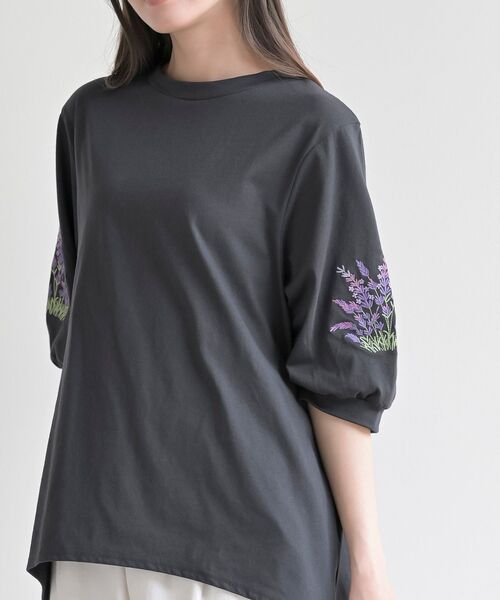 rps（アールピーエス）の「刺繍スリーブ７分袖カットプルオーバー（Tシャツ/カットソー・レディース・ホワイト系その他2/オフホワイト/ネイビー/チャコールグレー/オートミール/ホワイト系その他3・フリー）」の8枚目の写真