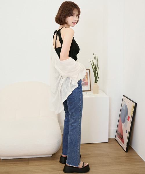 UNE MANSION(ユヌマンション)の「ホルターネックサマーニットバックオープンキャミソール(キャミソール・レディース・アイボリー/ブラック/グリーン/ベージュ・FREE)」の14枚目の写真