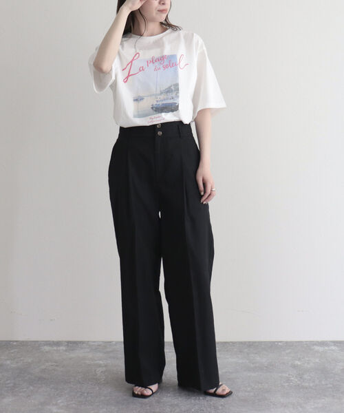 fredy emue(フレディエミュ)の「シルケットPHOTO Tシャツ(Tシャツ/カットソー・レディース・オフホワイト/チャコールグレー・38)」の4枚目の写真