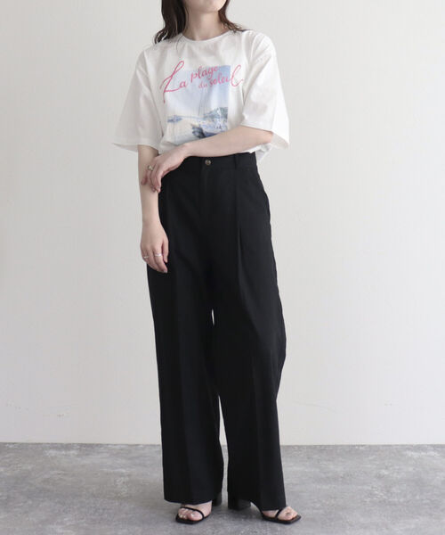 fredy emue(フレディエミュ)の「シルケットPHOTO Tシャツ(Tシャツ/カットソー・レディース・オフホワイト/チャコールグレー・38)」の5枚目の写真