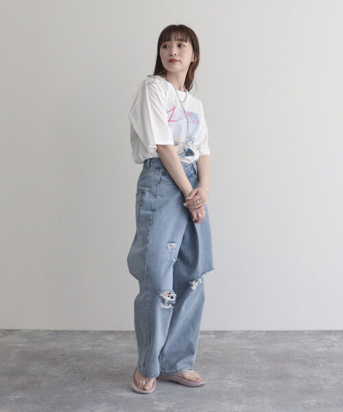 fredy emue(フレディエミュ)の「シルケットPHOTO Tシャツ(Tシャツ/カットソー・レディース・オフホワイト/チャコールグレー・38)」の13枚目の写真