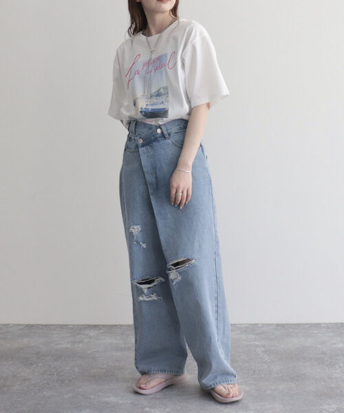 fredy emue(フレディエミュ)の「シルケットPHOTO Tシャツ(Tシャツ/カットソー・レディース・オフホワイト/チャコールグレー・38)」の15枚目の写真