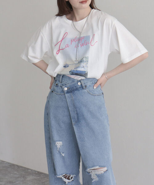 fredy emue(フレディエミュ)の「シルケットPHOTO Tシャツ(Tシャツ/カットソー・レディース・オフホワイト/チャコールグレー・38)」の16枚目の写真