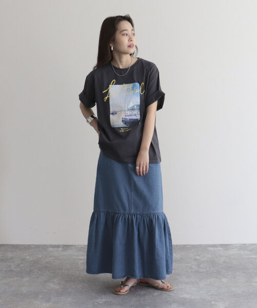 fredy emue(フレディエミュ)の「シルケットPHOTO Tシャツ(Tシャツ/カットソー・レディース・オフホワイト/チャコールグレー・38)」の21枚目の写真