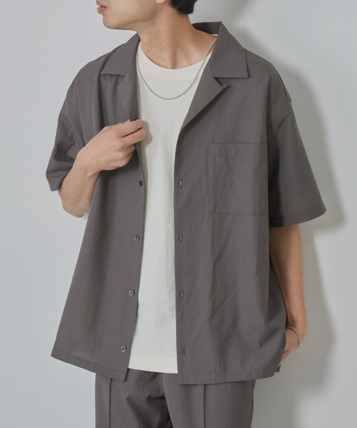 CIAOPANIC TYPY（チャオパニックティピー）の「テックリネンオープンカラーシャツ（シャツ/ブラウス・メンズ・チャコールグレー/グレイッシュベージュ・MEDIUM/LARGE）」の9枚目の写真