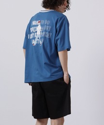 Red Cap Girl 天竺 バックプリント ラインリブ 半袖Tシャツ