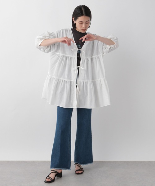 LOWRYS FARM(ローリーズファーム)の「2WAYティアードブラウス 960881(シャツ/ブラウス・レディース・ブラック/ブラウン/ホワイト・FREE)」の4枚目の写真