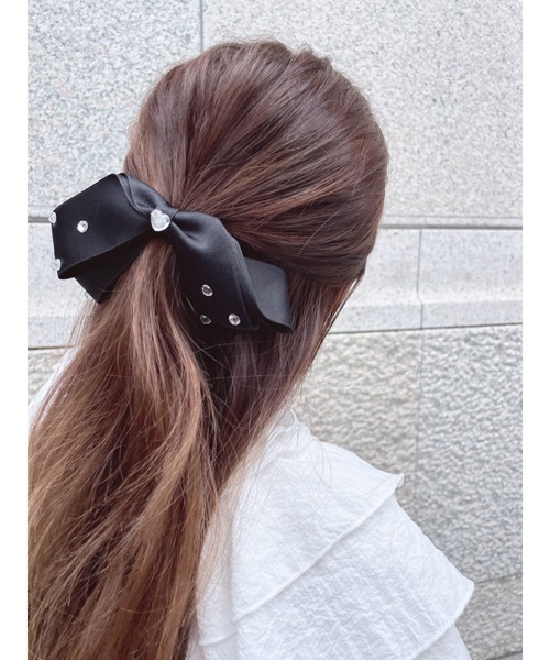JUMELLE（ジュメロ）の「stone ribbon clip（バレッタ/ヘアクリップ・レディース・ブラック・FREE）」の4枚目の写真