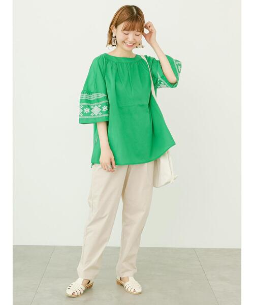 2022年♡美品♡ルネ 袖刺繍 ブラウス シャツ バイカラー サイドライン 34 2022年♡美品♡ルネ 袖刺繍 ブラウス シャツ バイカラー サイド