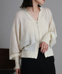 ap retro | シアーZIPニットカーディガン/ 透かし編みニット(カーディガン/ボレロ)