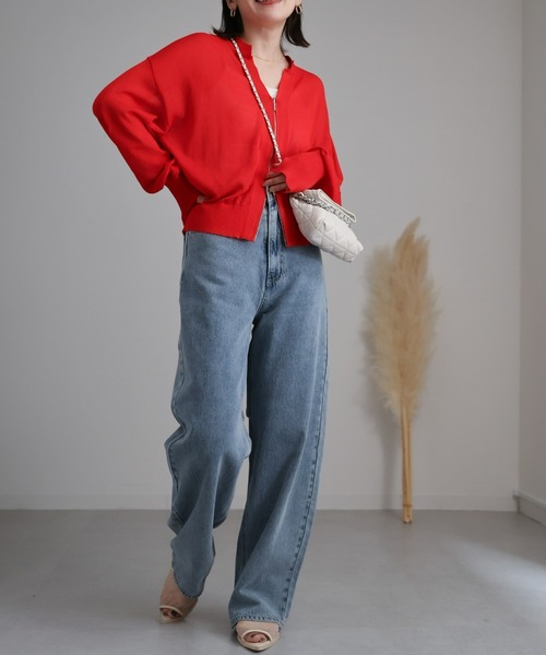 ap retro（アプレトロ）の「シアーZIPニットカーディガン/ 透かし編みニット（カーディガン/ボレロ・レディース・ブラック/ネイビー/レッド/オフホワイト・FREE）」の17枚目の写真