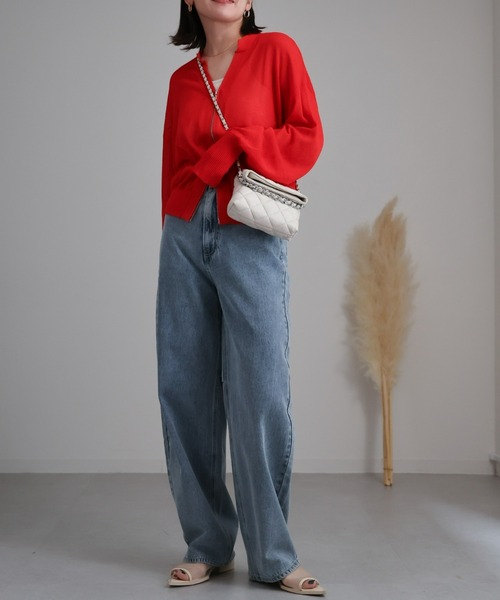 ap retro（アプレトロ）の「シアーZIPニットカーディガン/ 透かし編みニット（カーディガン/ボレロ・レディース・ブラック/ネイビー/レッド/オフホワイト・FREE）」の11枚目の写真