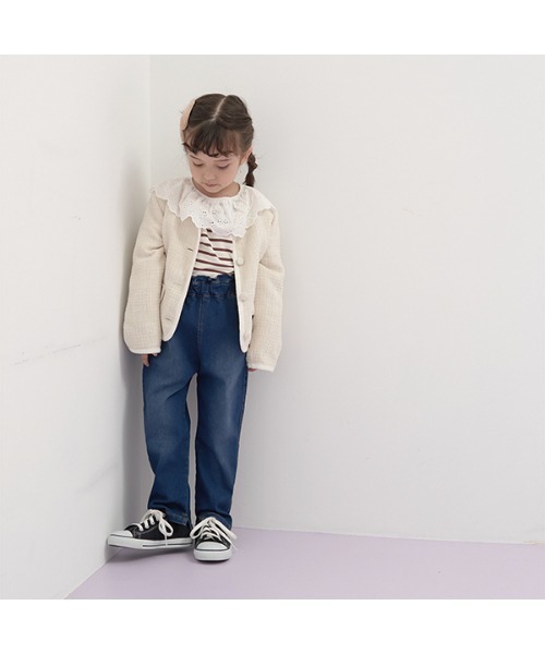 Lycee mine(リセマイン)の「すぽっと履けてきれいシルエットデニムパンツ(デニムパンツ・キッズ・ネイビー・100cm/110cm/120cm/130cm/140cm/150cm)」の2枚目の写真