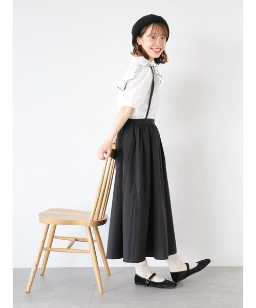 ehka sopo（エヘカソポ）の「リボンサス付ギャザースカート（スカート・レディース・ブラック/キャメル/グリーン・F）」の2枚目の写真