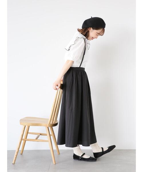 ehka sopo（エヘカソポ）の「リボンサス付ギャザースカート（スカート・レディース・ブラック/キャメル/グリーン・F）」の14枚目の写真