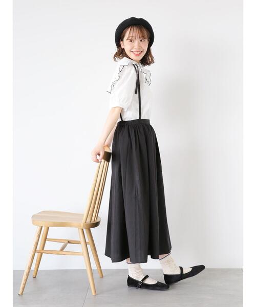ehka sopo（エヘカソポ）の「リボンサス付ギャザースカート（スカート・レディース・ブラック/キャメル/グリーン・F）」の15枚目の写真
