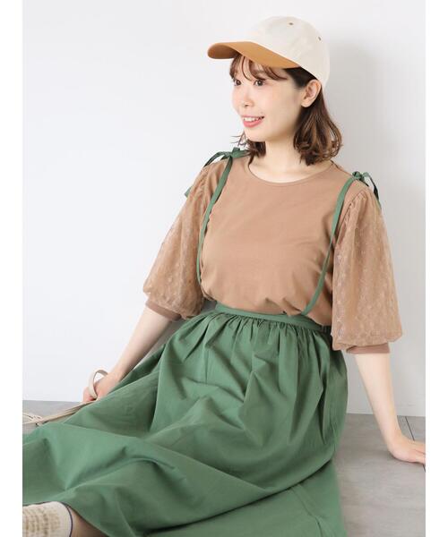 ehka sopo（エヘカソポ）の「リボンサス付ギャザースカート（スカート・レディース・ブラック/キャメル/グリーン・F）」の20枚目の写真