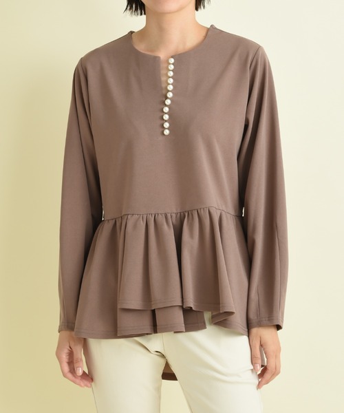 INTERPLANET(インタープラネット)の「カットジョーゼットパール付きブラウス(シャツ/ブラウス・レディース・ブラック/オフホワイト/モカ・FREE)」の19枚目の写真