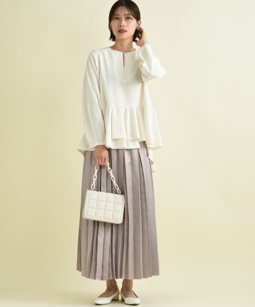 INTERPLANET(インタープラネット)の「カットジョーゼットパール付きブラウス(シャツ/ブラウス・レディース・ブラック/オフホワイト/モカ・FREE)」の7枚目の写真