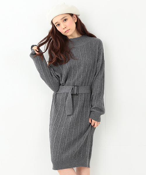 CAROLINA GLASER（カロリナ グレイサー）の「CAROLINA GLASER / ロング ニットワンピース（ワンピース・レディース・ブラック/グレー/ブラウン・ONE SIZE）」の2枚目の写真