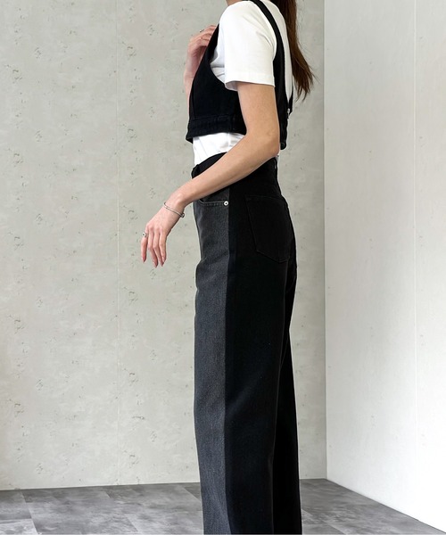 Per sist ence（パーシエンス）の「バイカラーデニムストレートパンツ（デニムパンツ・レディース・ブラック/ブルー・SMALL/MEDIUM）」の9枚目の写真