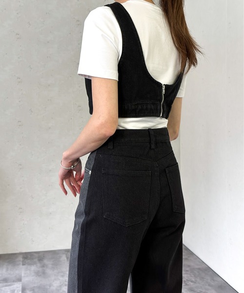 Per sist ence（パーシエンス）の「バイカラーデニムストレートパンツ（デニムパンツ・レディース・ブラック/ブルー・SMALL/MEDIUM）」の15枚目の写真