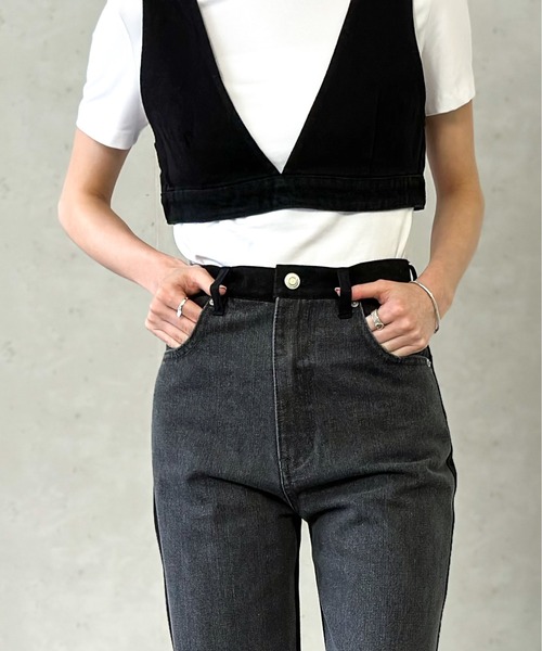 Per sist ence（パーシエンス）の「バイカラーデニムストレートパンツ（デニムパンツ・レディース・ブラック/ブルー・SMALL/MEDIUM）」の19枚目の写真