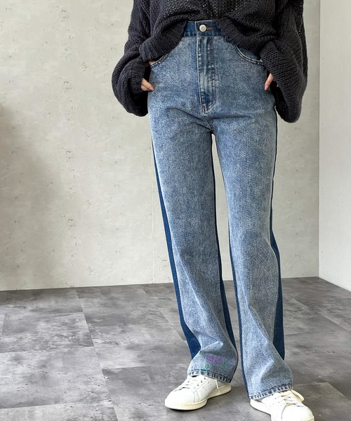 Per sist ence（パーシエンス）の「バイカラーデニムストレートパンツ（デニムパンツ・レディース・ブラック/ブルー・SMALL/MEDIUM）」の21枚目の写真