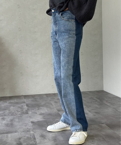 メンズ デニムパンツ ヘリンボーン ルーズ ハイウエスト a0952 NEEDBY heritage ニードバイヘリテージ TONY ルーズテーパード