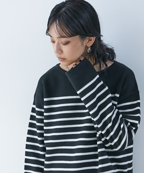 CHIC STYLE(シックスタイル)の「<大きいサイズ>ボートネックボーダーニットプルオーバー シックスタイル(ニット/セーター・レディース・アイボリー/ブラック・L/4L/LL/5L/3L)」の10枚目の写真