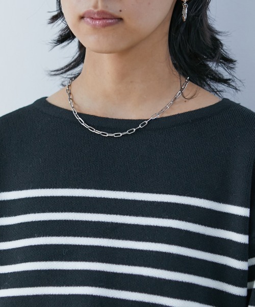 CHIC STYLE(シックスタイル)の「<大きいサイズ>ボートネックボーダーニットプルオーバー シックスタイル(ニット/セーター・レディース・アイボリー/ブラック・L/4L/LL/5L/3L)」の19枚目の写真
