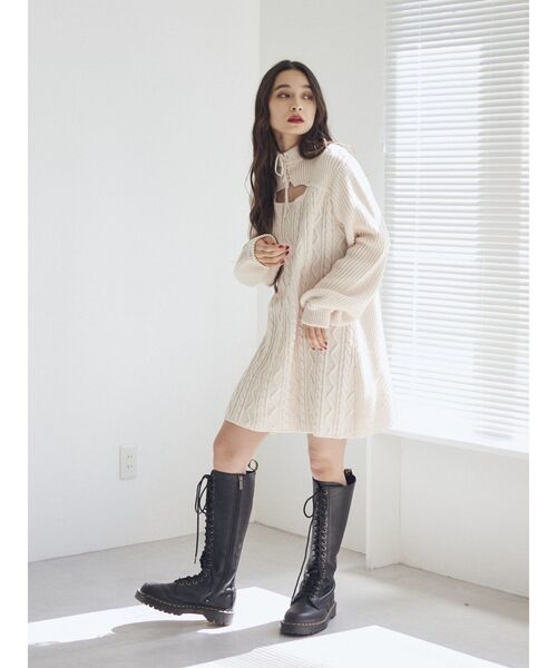 jouetie（ジュエティ）の「レースアップニットワンピース（ワンピース