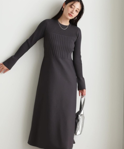 N.（N. Natural Beauty Basic）（エヌエヌナチュラルビューティーベーシック）の「◆ビスチェドッキングニットワンピース（ワンピース・レディース・グレー/ブルー/ベージュ・MEDIUM）」の5枚目の写真