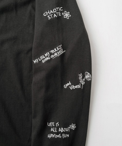 make a ray!（メイク ア レイ！）の「ジェントルマンイラスト&袖メッセージ刺繍デザイン  ワイドシルエット 長袖Tシャツ/オーバーサイズ/ USAコットン（Tシャツ/カットソー・メンズ・マスタード/ダークグリーン/ヘザーグレー/チャコールグレー・M/L）」の9枚目の写真