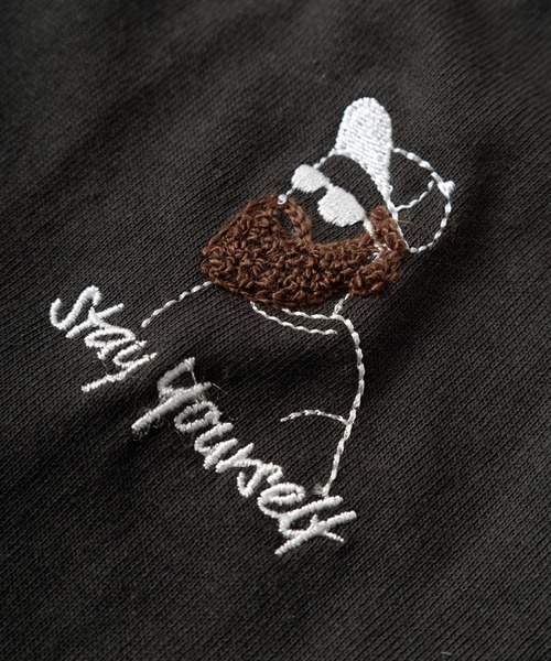 make a ray!（メイク ア レイ！）の「ジェントルマンイラスト&袖メッセージ刺繍デザイン  ワイドシルエット 長袖Tシャツ/オーバーサイズ/ USAコットン（Tシャツ/カットソー・メンズ・マスタード/ダークグリーン/ヘザーグレー/チャコールグレー・M/L）」の12枚目の写真