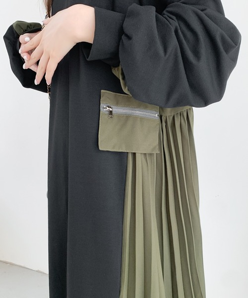 ABITOKYO(アビトーキョー)の「サイドプリーツ切替スウェットワンピース(ワンピース・レディース・ブラック/グレー/グレー系その他/ブラック系その他/カーキ/ネイビー・FREE)」の12枚目の写真