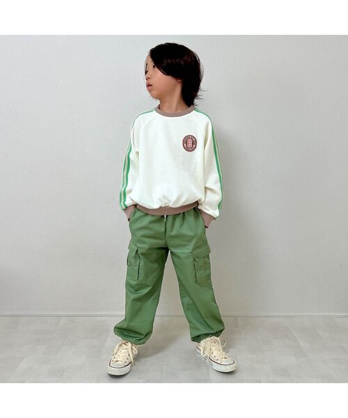 CONVERSE（コンバース）の「CONVERSE サイドラインTシャツ（Tシャツ/カットソー・キッズ・アイボリー/ミント・110/130/90/120/80/100）」の3枚目の写真