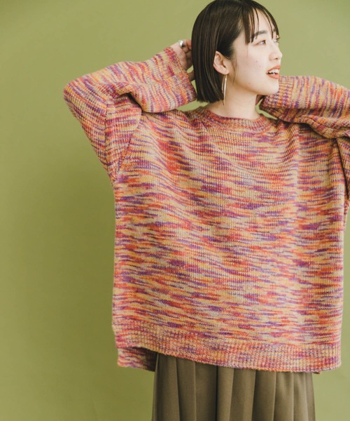 ITEMS URBANRESEARCH（アイテムズ アーバンリサーチ）の「『ユニセックス』カラーメランジクルーネックニット（ニット/セーター・レディース・ブラック/パープル/ブルー・FREE）」の3枚目の写真